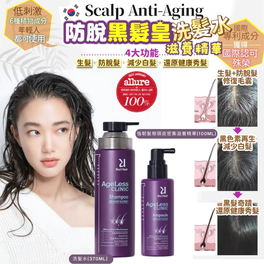【NEW】韓國 RU:T Hair Scalp 防脫黑髮皇系列 洗髮水 370ml.