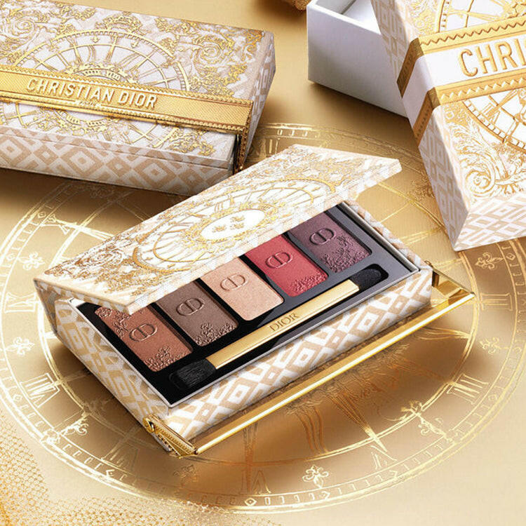 Dior訂製全妝盤-限量眼妝盤(五色眼影&雙頭刷具)(金燦凡爾賽限量版).