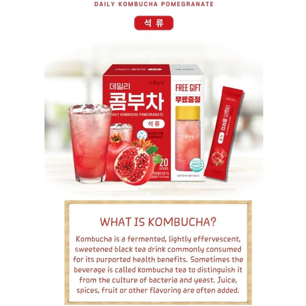 Daily Kombucha Pomegranate 20 Packs w/ Free Bottle.