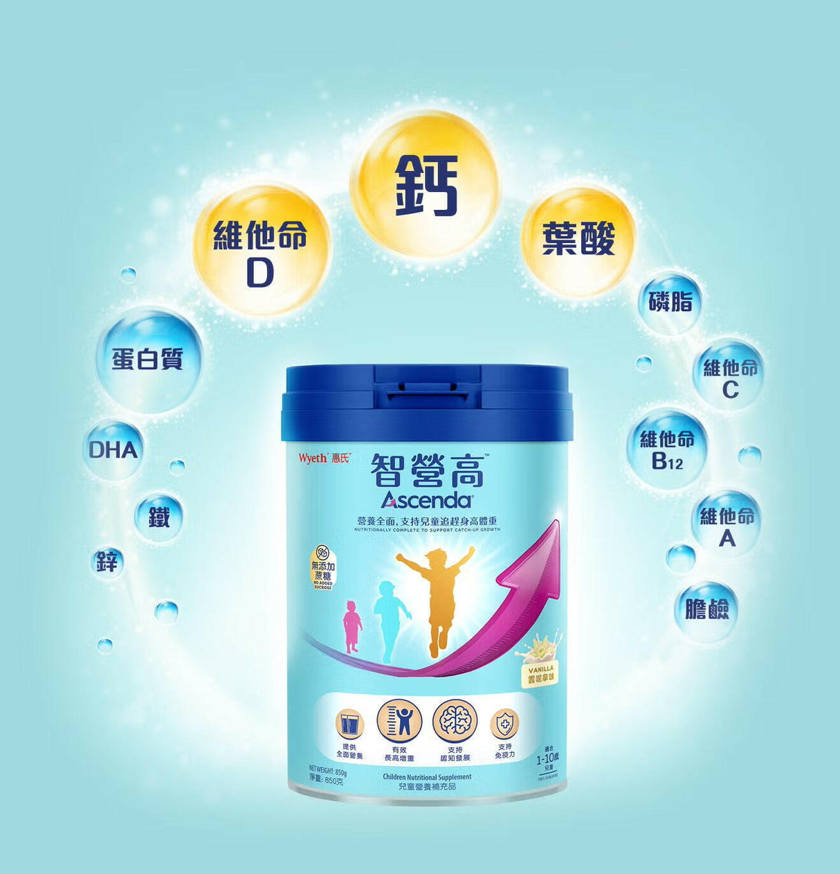 Wyeth 惠氏智營高兒童營養補充品 850克.