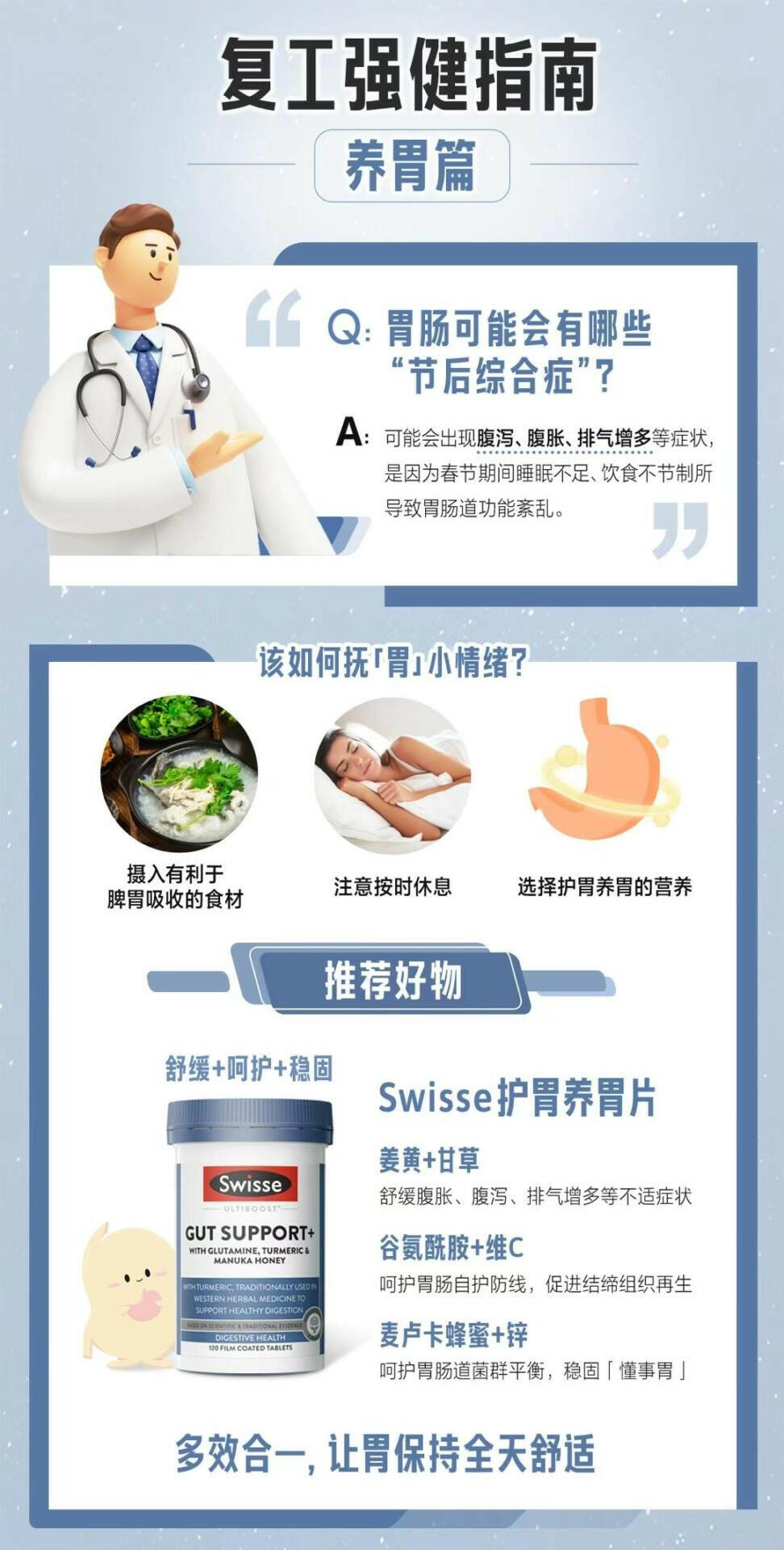 澳洲 SWISSE 三效合一胃抱抱養胃片120片.