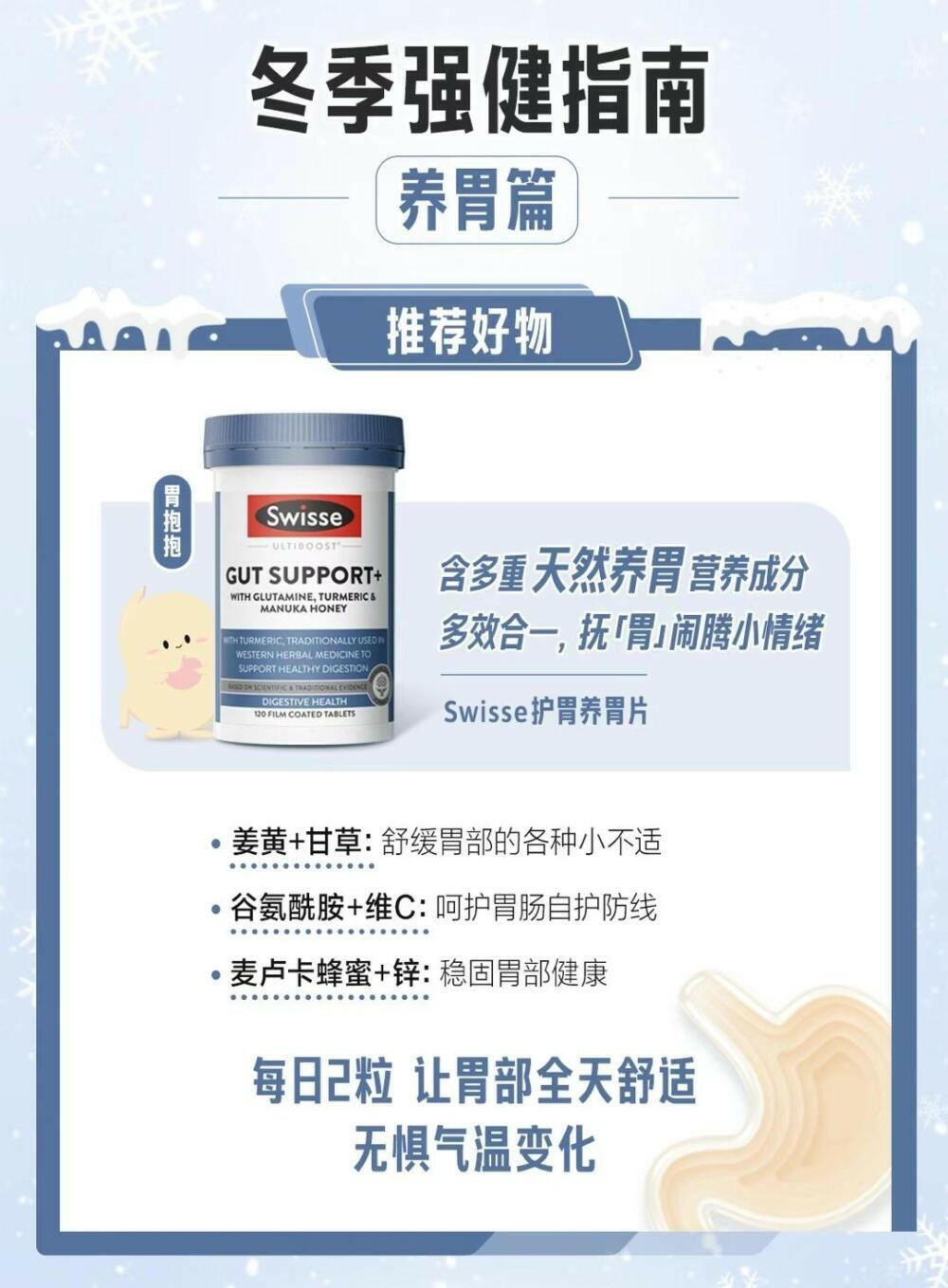 澳洲 SWISSE 三效合一胃抱抱養胃片120片.