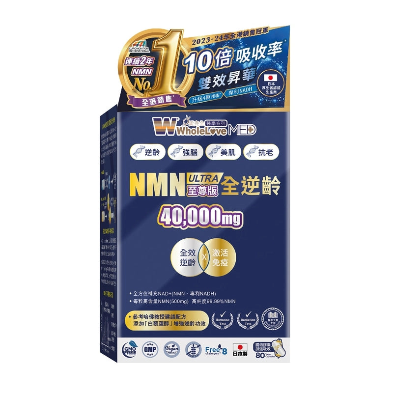 🔥【萬寧熱賣】WholeLove MED 愛完全 醫學系列 至尊版NMN 40000mg 80粒|逆齡抗衰・NAD+提升・細胞修復|泰好批獨家.