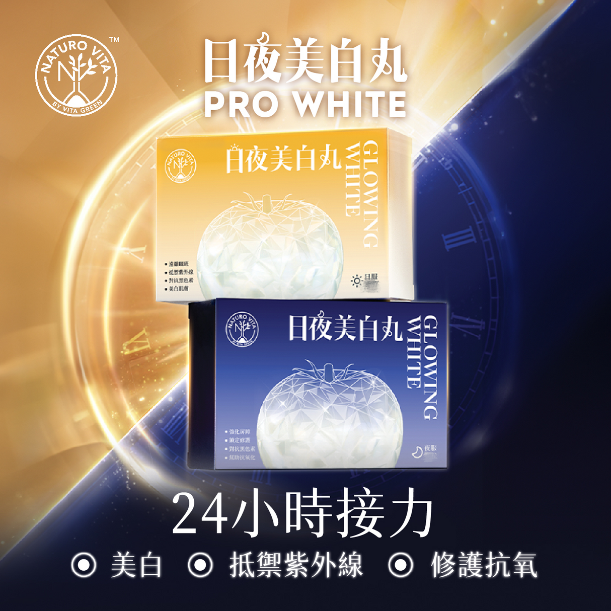 NATURO VITA 維特健靈 日/夜美白丸 10粒+10粒 共20粒.
