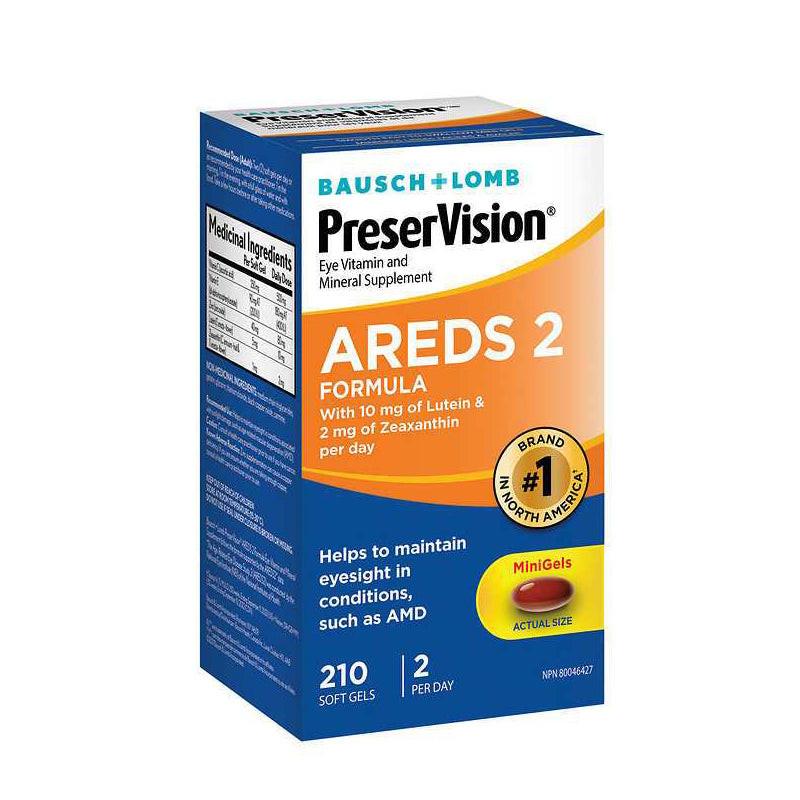 【加拿大版】Bausch Lomb PreserVision 近視護*眼疲勞葉黃素 AREDS2黃斑 210軟膠囊.