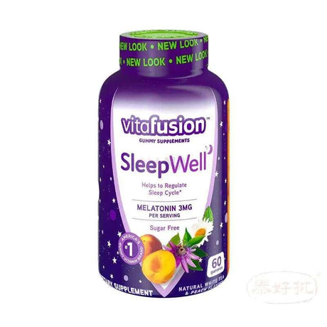 美國Vitafusion Sleep Well-褪黑素改善失眠睡眠小熊軟糖 3mg 60粒瓶.