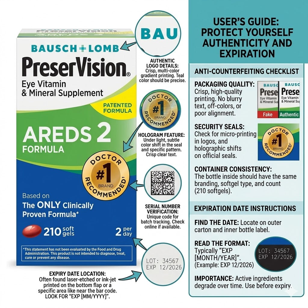 美國博士倫 PreserVision AREDS 2 護眼維生素真假分辨全攻略！成分拆解與 FAQ 懶人包