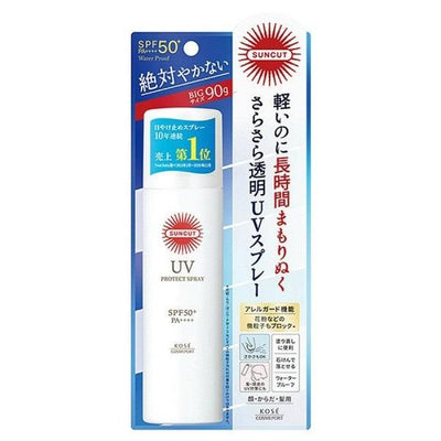 【瞬間清爽】Kose Cosmeport 高絲強效防曬噴霧SPF50+ 90g｜速乾透明、不黏膩、不花妝｜戶外運動海邊必備強效防曬透明噴霧｜ (白瓶:速乾 親膚 透明感)