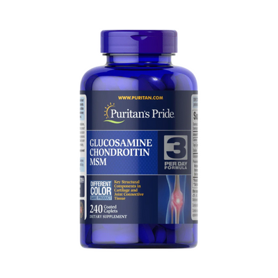Puritans Pride-Triple Strength Glucosamine Chondroitin with MSM Caplets, 240 Count