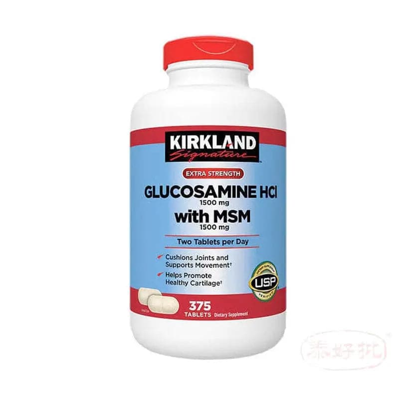 美國Kirkland 葡萄糖胺1500毫克+MSM1500毫克 375粒 Kirkland