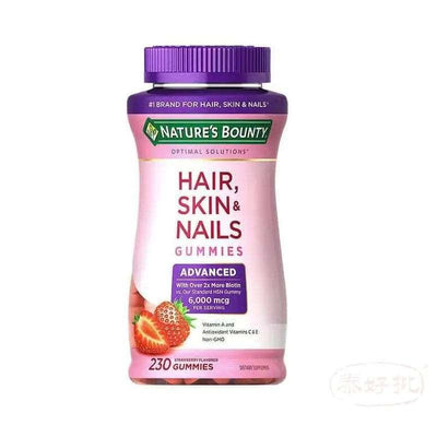 美國Nature Bounty-Advanced Hair Skin & Nails (6000mcg Biotin) Gummies 頭髮皮膚指甲健康軟糖 – 加強版 230粒