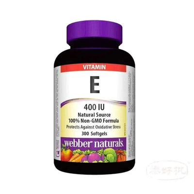 【加拿大第一保健品牌】Webber Naturals 天然維生素E 400 IU 300粒｜高濃度抗氧化・美容淡斑・促進循環｜軟凝膠易吸收・加拿大原裝進口